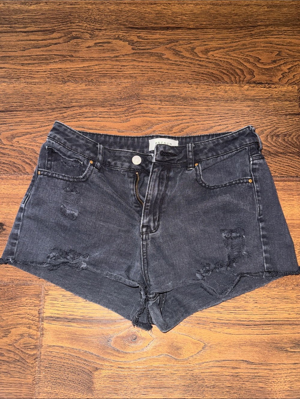 PacSun Black Distressed High-Rise Jean Shorts